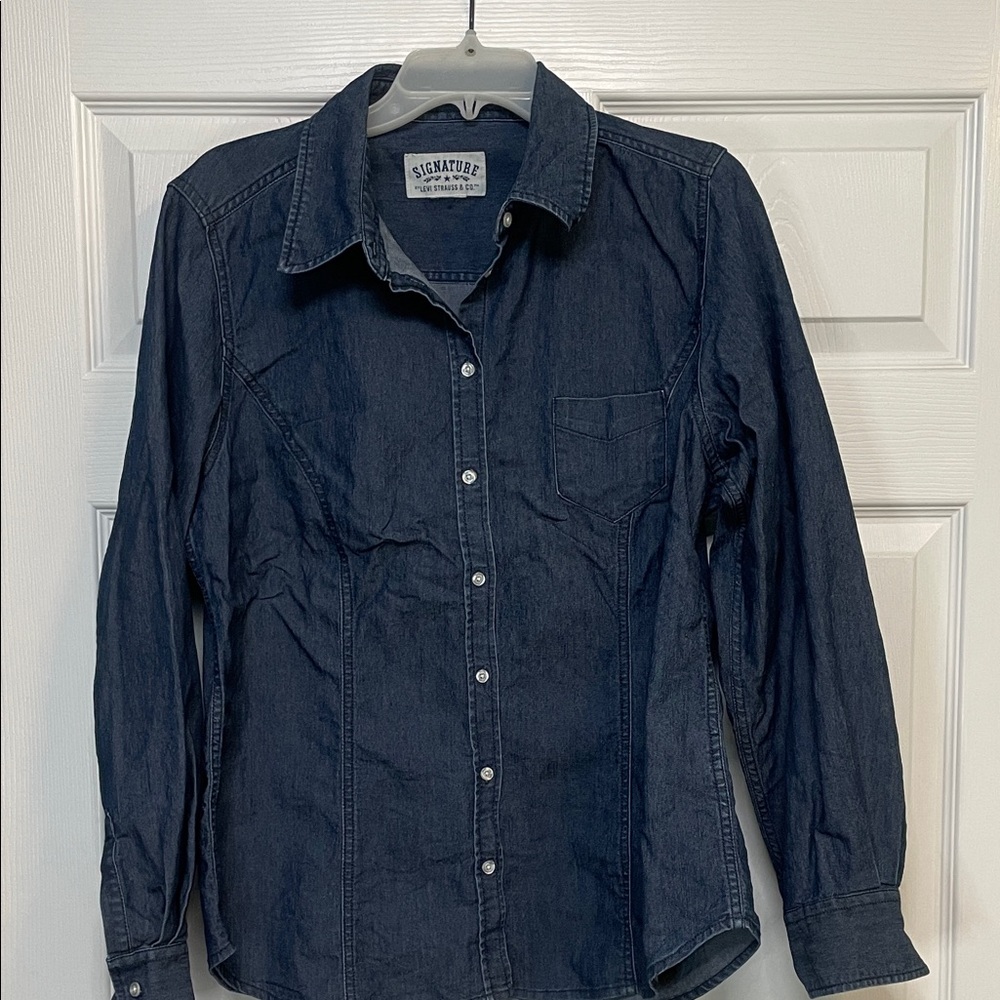 Signature Levi Dark Blue Denim Shirt Vintage